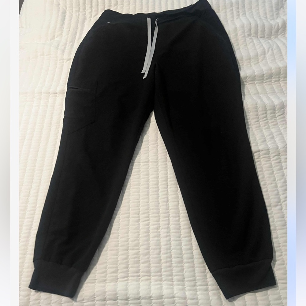 Black Jogger Pants with White Drawstring